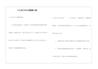 个人的工作计划锦集5篇