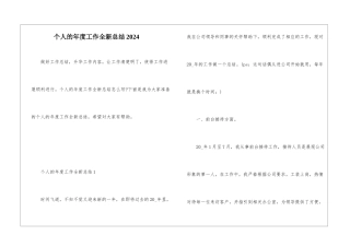 个人的年度工作全新总结2024