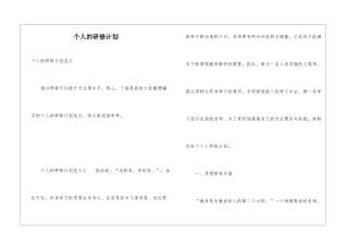 个人的研修计划