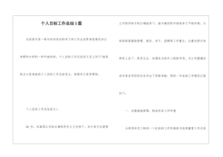 个人目标工作总结5篇