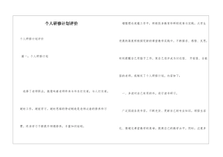 个人研修计划评价