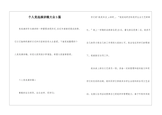 个人竞选演讲稿大全5篇
