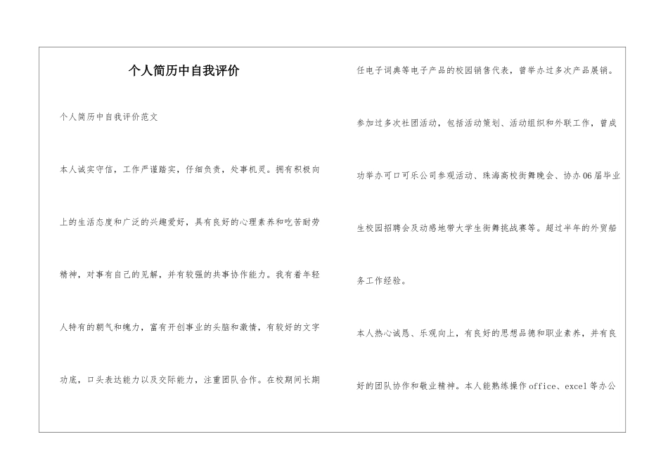 个人简历中自我评价_第1页