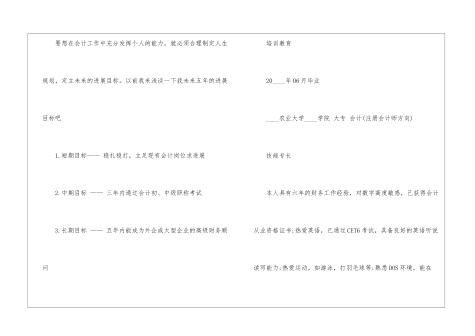 个人简历会计师通用模板2024五篇_第3页