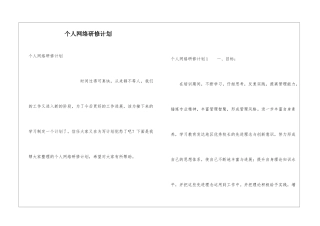 个人网络研修计划