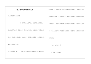 个人职业规划集合九篇