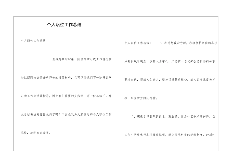个人职位工作总结_第1页