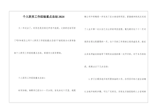 个人职员工作经验重点总结2024