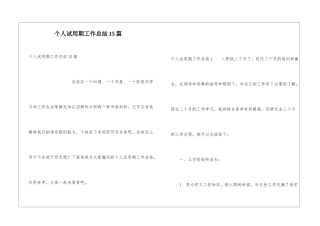 个人试用期工作总结15篇