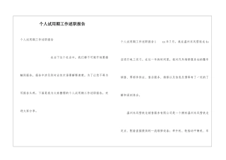 个人试用期工作述职报告