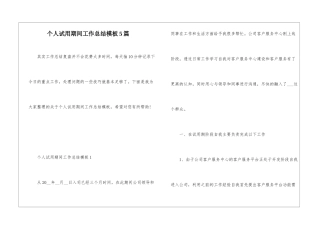 个人试用期间工作总结模板5篇