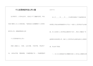 个人还贷承诺书怎么写5篇
