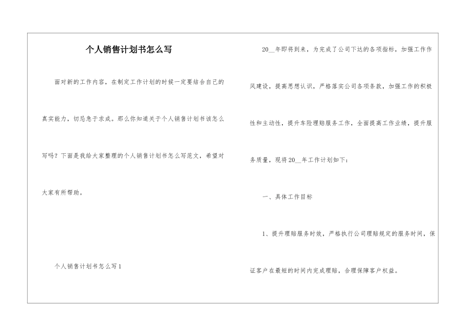个人销售计划书怎么写_第1页