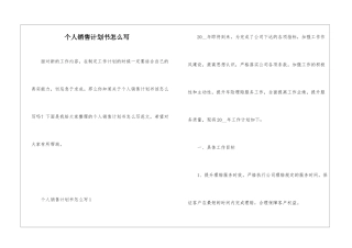 个人销售计划书怎么写