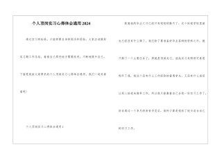 个人顶岗实习心得体会通用2024