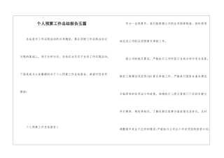 个人预算工作总结报告五篇