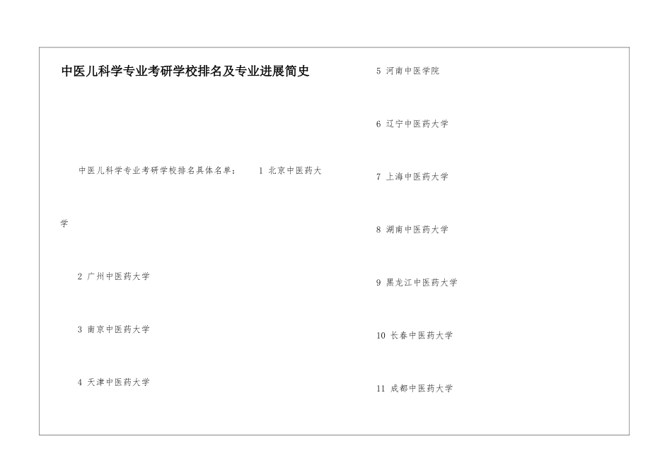 中医儿科学专业考研学校排名及专业发展简史_第1页