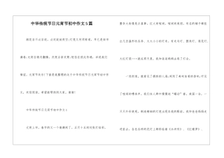 中华传统节日元宵节初中作文5篇
