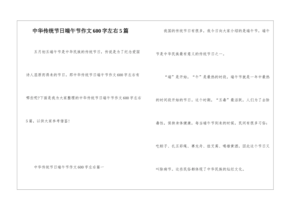 中华传统节日端午节作文600字左右5篇_第1页