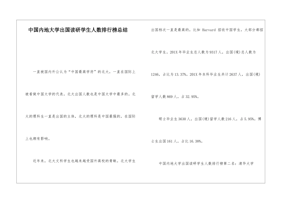 中国内地大学出国读研学生人数排行榜总结_第1页