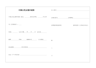 中国公民出境申请表-