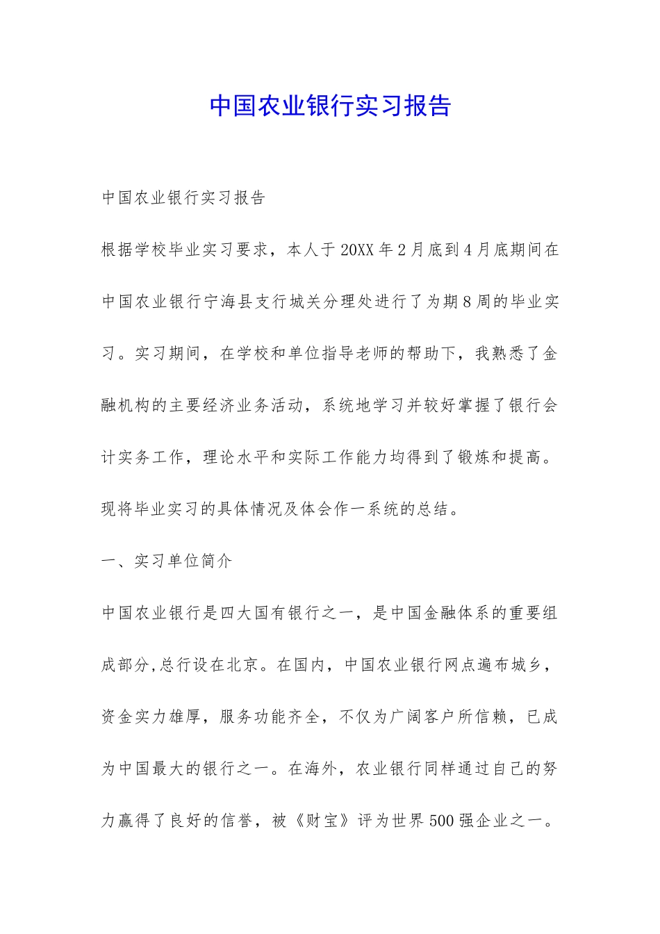 中国农业银行实习报告-_第1页