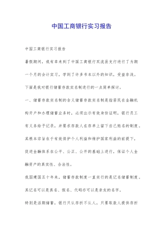 中国工商银行实习报告-