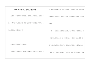 中国汉字听写大会个人观后感