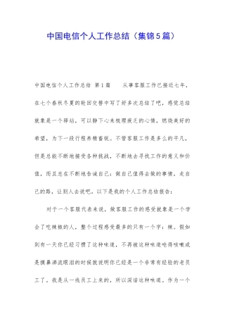 中国电信个人工作总结