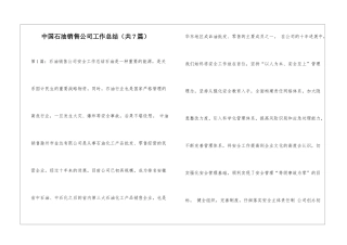 中国石油销售公司工作总结-