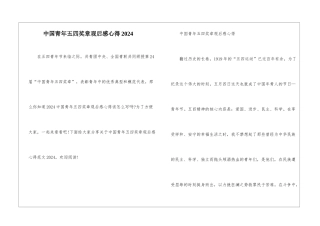 中国青年五四奖章观后感心得2024