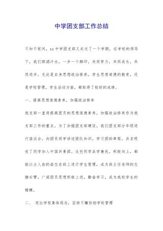 中学团支部工作总结-