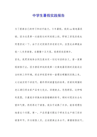 中学生暑假实践报告-