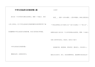 中学生竞选班长的演讲稿5篇