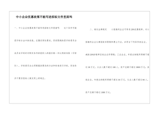 中小企业优惠政策不能写进招标文件里面吗