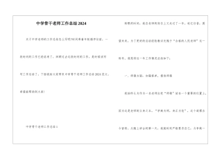 中学骨干教师工作总结2024