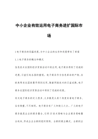 中小企业有效运用电子商务进扩国际市场