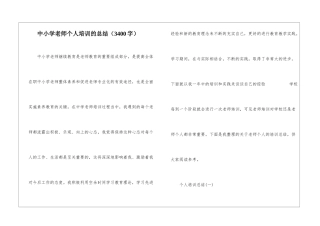 中小学教师个人培训的总结