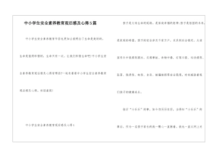 中小学生安全素质教育观后感及心得5篇