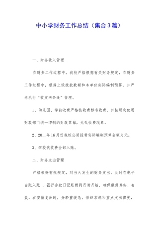 中小学财务工作总结