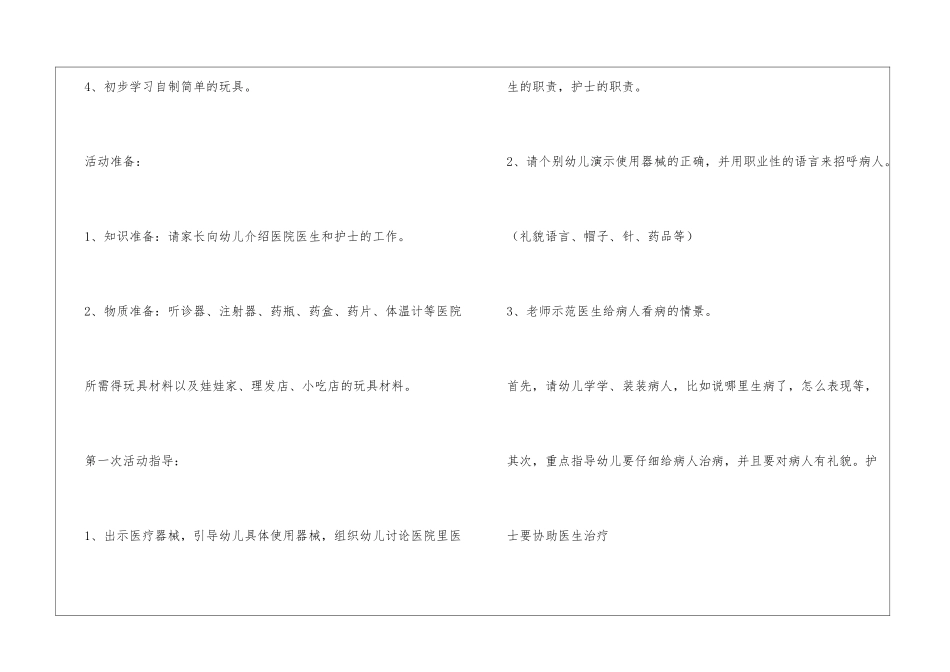中班上学期角色游戏教案及反思_第3页