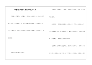 中秋节团圆之意初中作文5篇