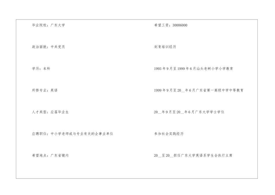 中等教育个人求职应聘简历5篇2024_第2页