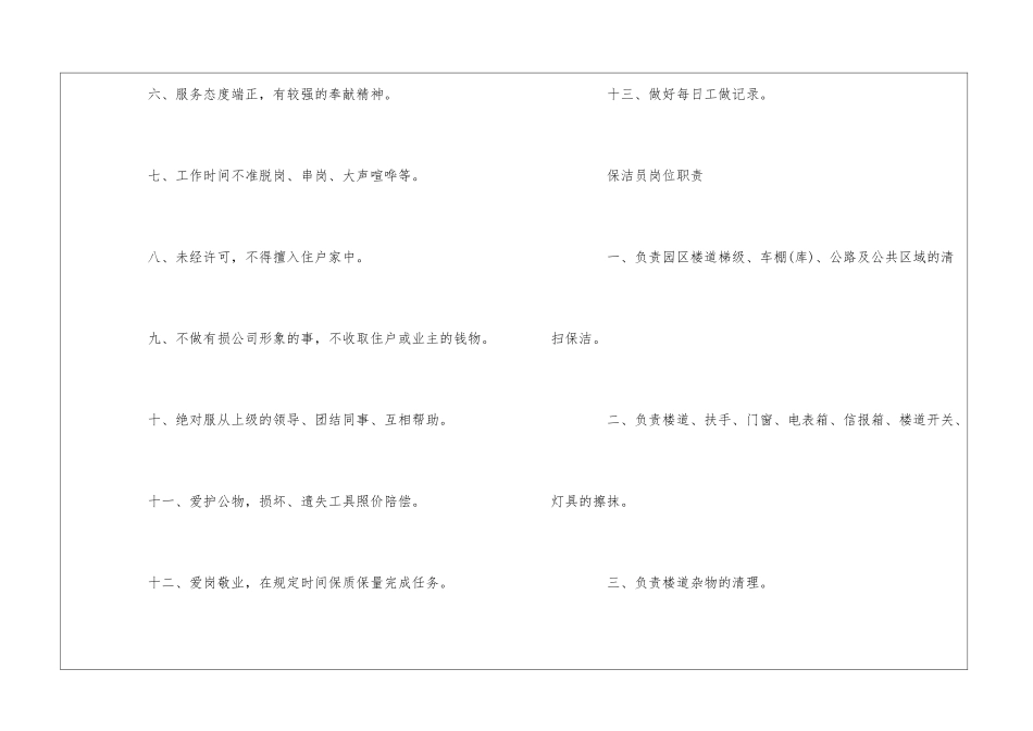 中科大物业保洁部员工岗位职责--_第3页