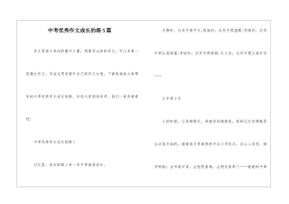 中考优秀作文成长的路5篇
