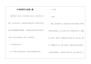 中考优秀作文欣赏5篇