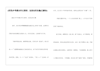 中考满分作文赏析：这里也有乐趣