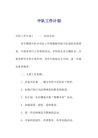 中队工作计划