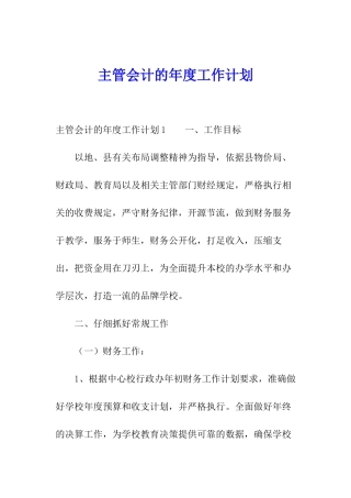 主管会计的年度工作计划