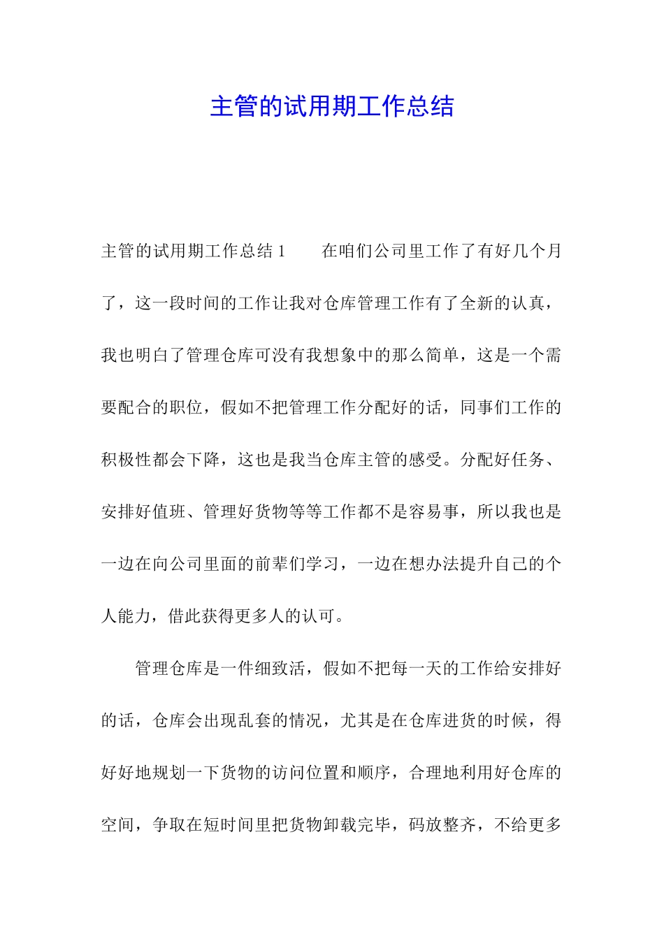 主管的试用期工作总结_第1页